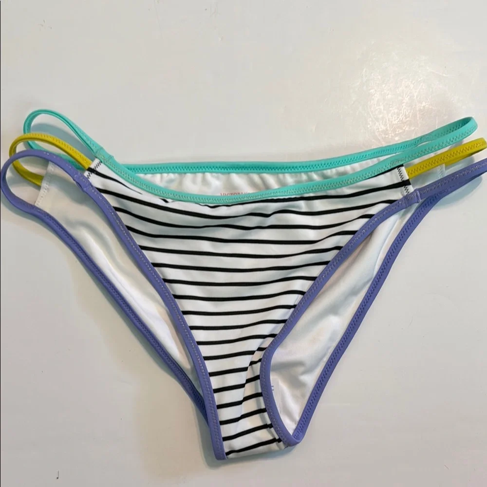 NWOT Victoria’s Secret Striped Swim Bikini Bottoms M
